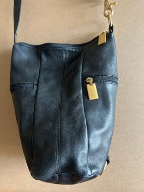 Tignanello Black Leather Crossbody with Gold Hardware